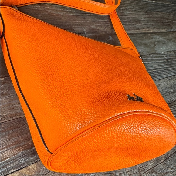Coach vintage  neon orange duffle mini bucket feed bag crossbody (flaws) w/COA - Picture 10 of 16